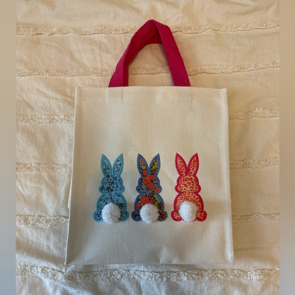 Canvas Tote with Colorful Bunny Design - Picture 1 of 3